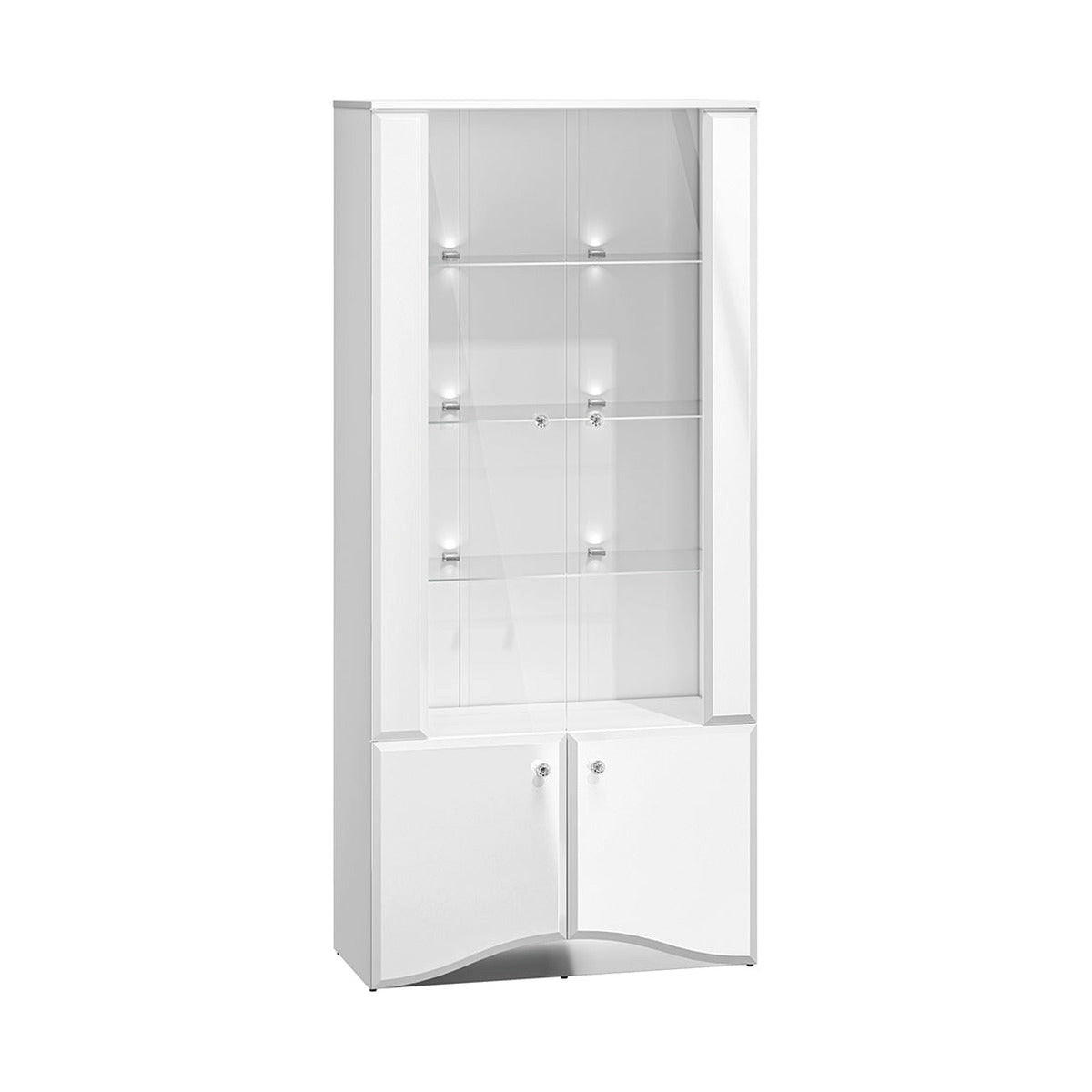 VITRINE – 87 cm – Glamour – Weiß Hochglanz - Weiß Hochglanz, Holzwerkstoff (87/190/41cm) - hi-markt