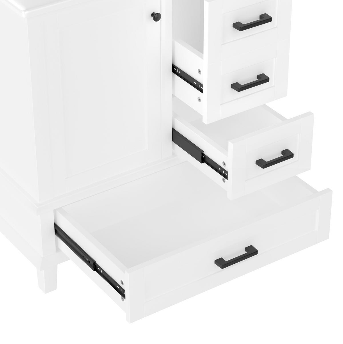 WASCHTISCHKOMBI 76/46/83,5 cm Weiß aus MDF und Keramik mit integriertem Keramikbecken - Weiß, Holzwerkstoff (76/83.5/46cm) - OKMYHOME