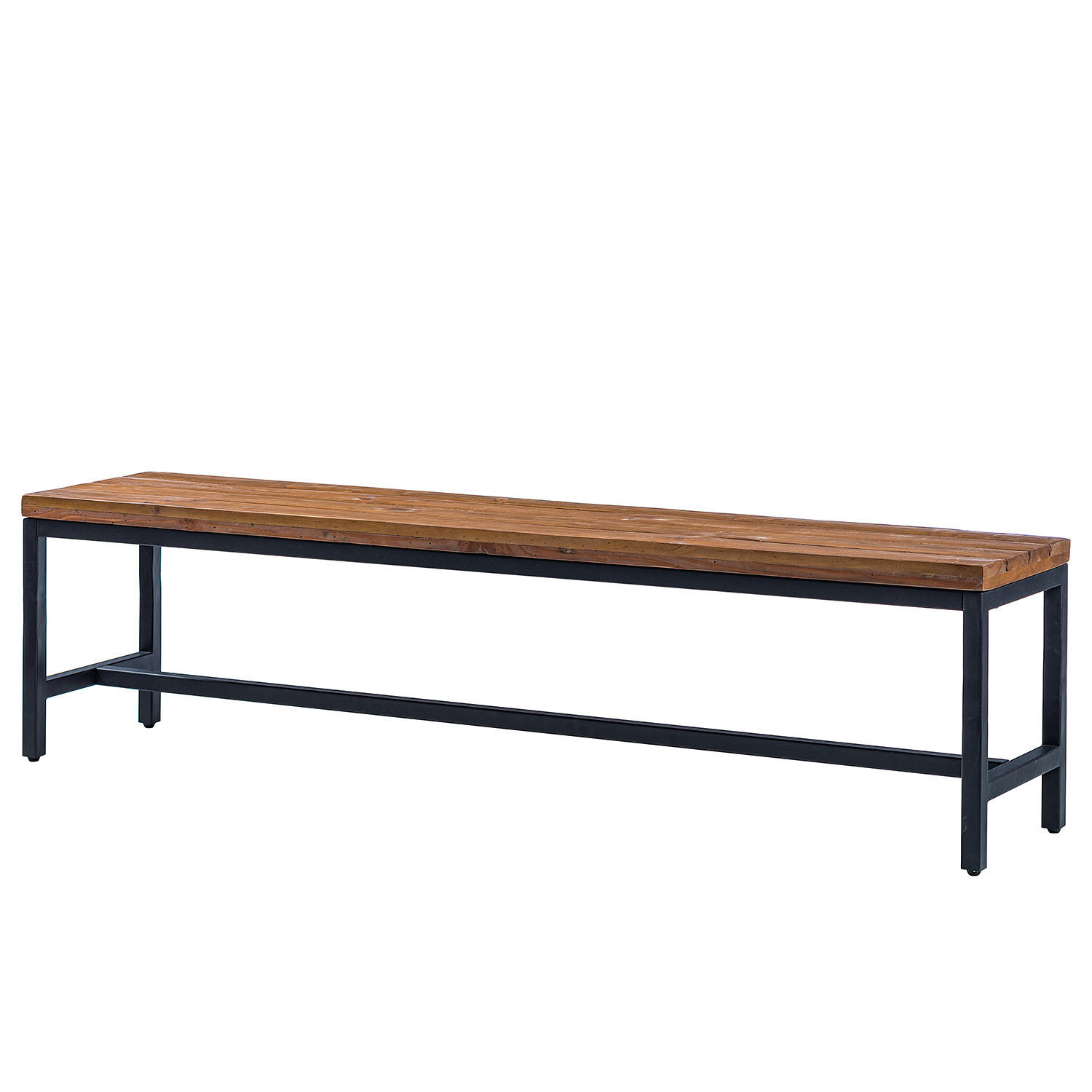 SITZBANK - Pinie massiv / Metall - Schwarz/Pinienfarben, Holz (170/45/37cm) - home24