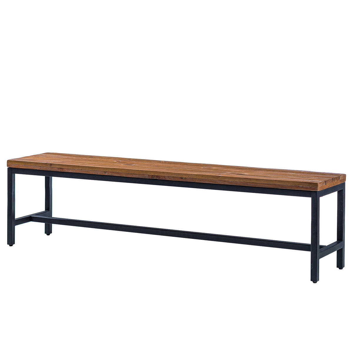 SITZBANK - Pinie massiv / Metall - Schwarz/Pinienfarben, Holz (170/45/37cm) - home24