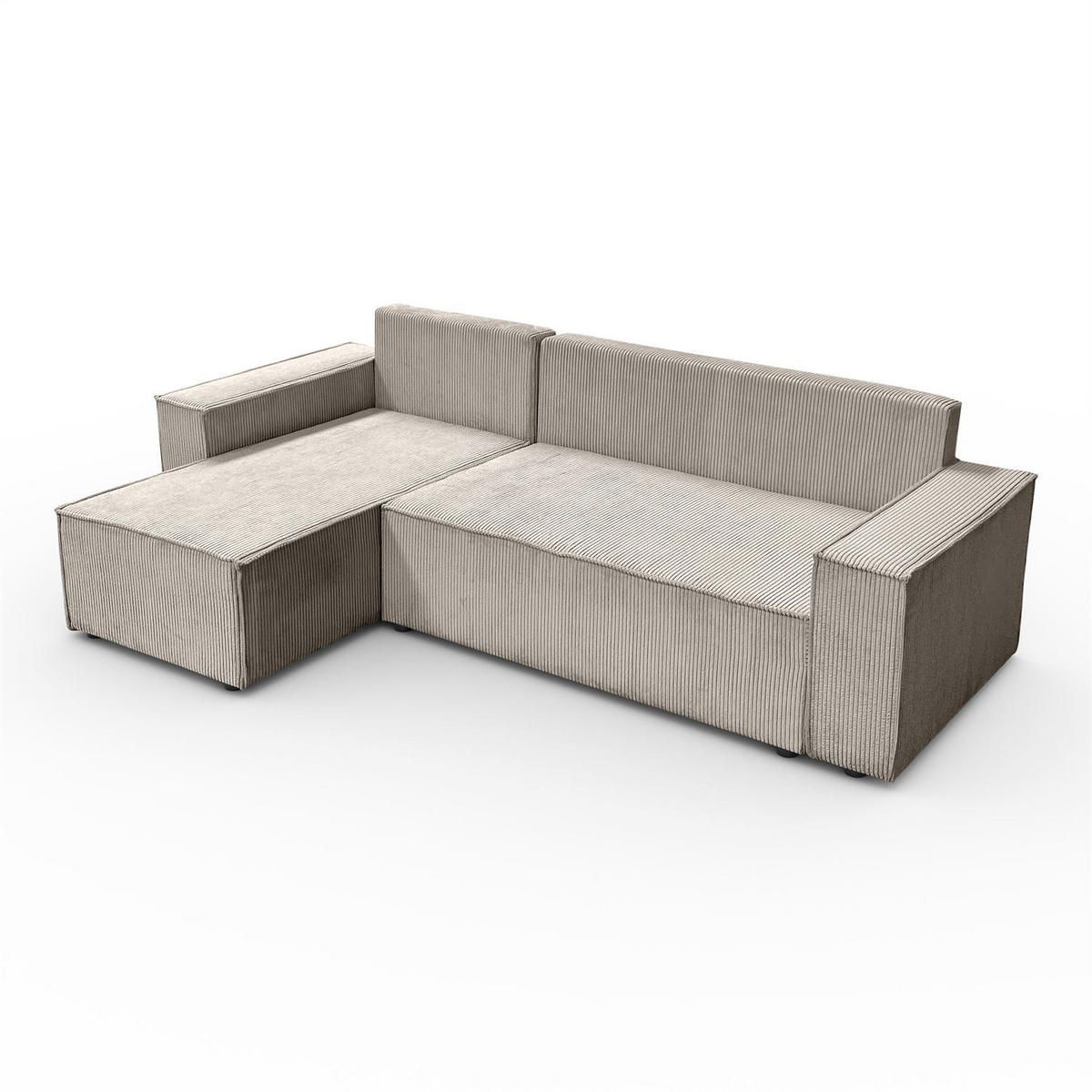 GEPOLSTERTES Ecksofa CARLOS L, Poso 02 - Beige, Textil (247/143cm) - Lookway