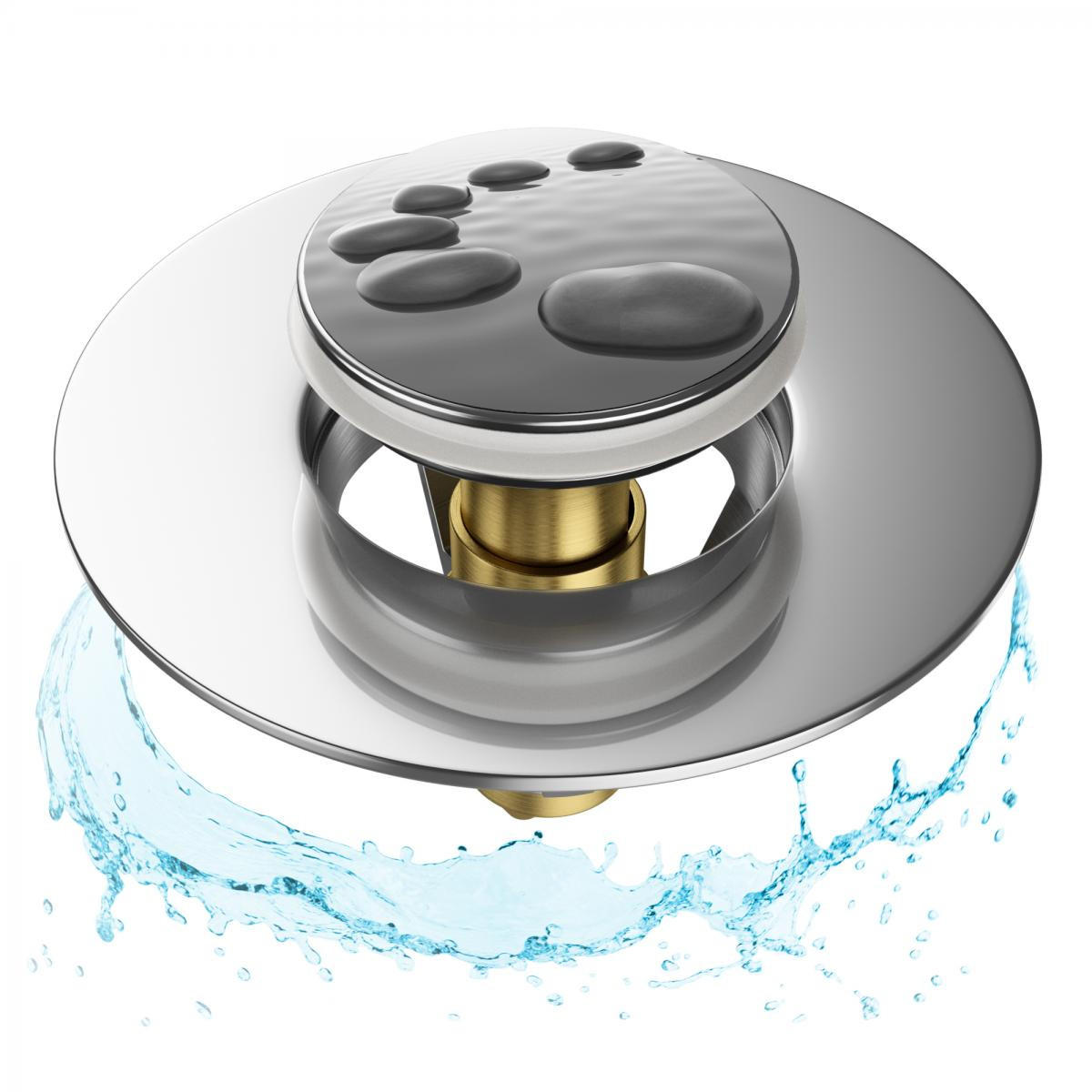 WASCHBECKENSTÖPSEL Pop-Up Black Stones - Grau, Metall (6/4/5cm) - Sanilo