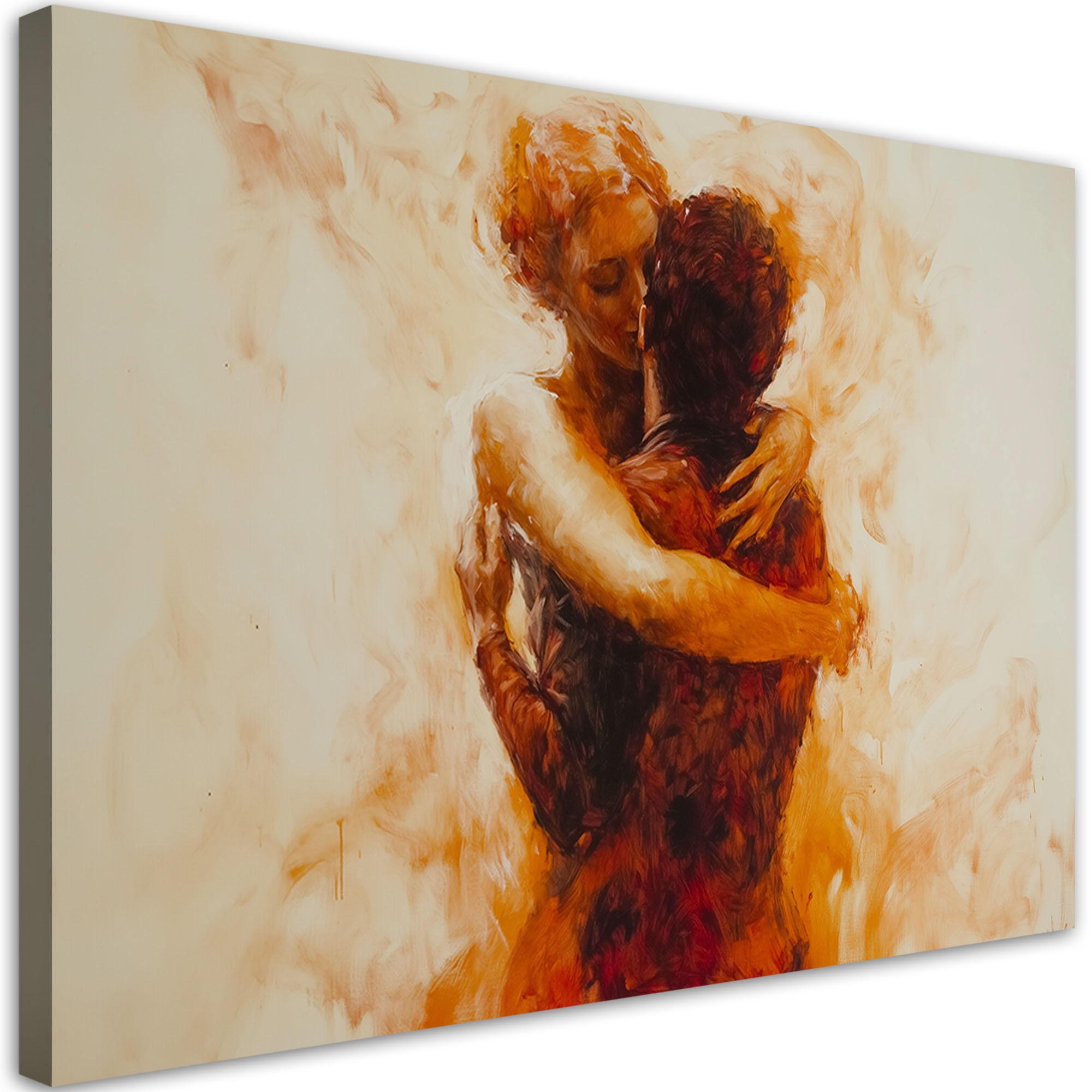 WANDBILD verliebtes paar nude abstract beige - Orange, Textil (60/40cm) - Feeby