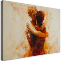 WANDBILD verliebtes paar nude abstract beige - Orange, Textil (120/80cm) - Feeby