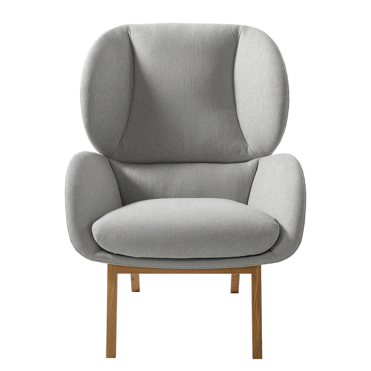 SESSEL - Eichefarben/Hellgrau, Eichenholz/Textil (82/102/90cm) - home24