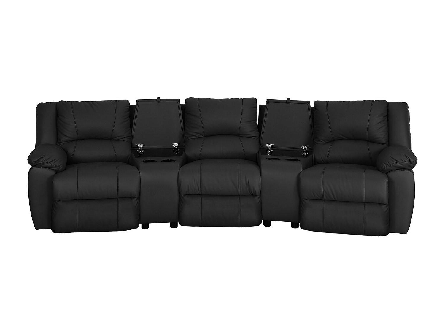 RELAXSOFA - 3 Personen - Leder - Schwarz - - Schwarz, Leder (308/97/99cm) - Vente-Unique