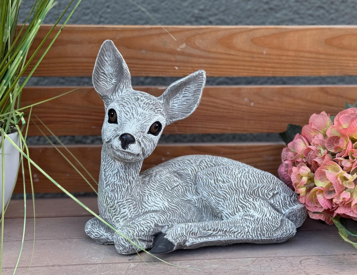 STEINFIGUR Reh naturgetreu, massiv - Grau, Stein (26/23/16cm) - stoneandstyle