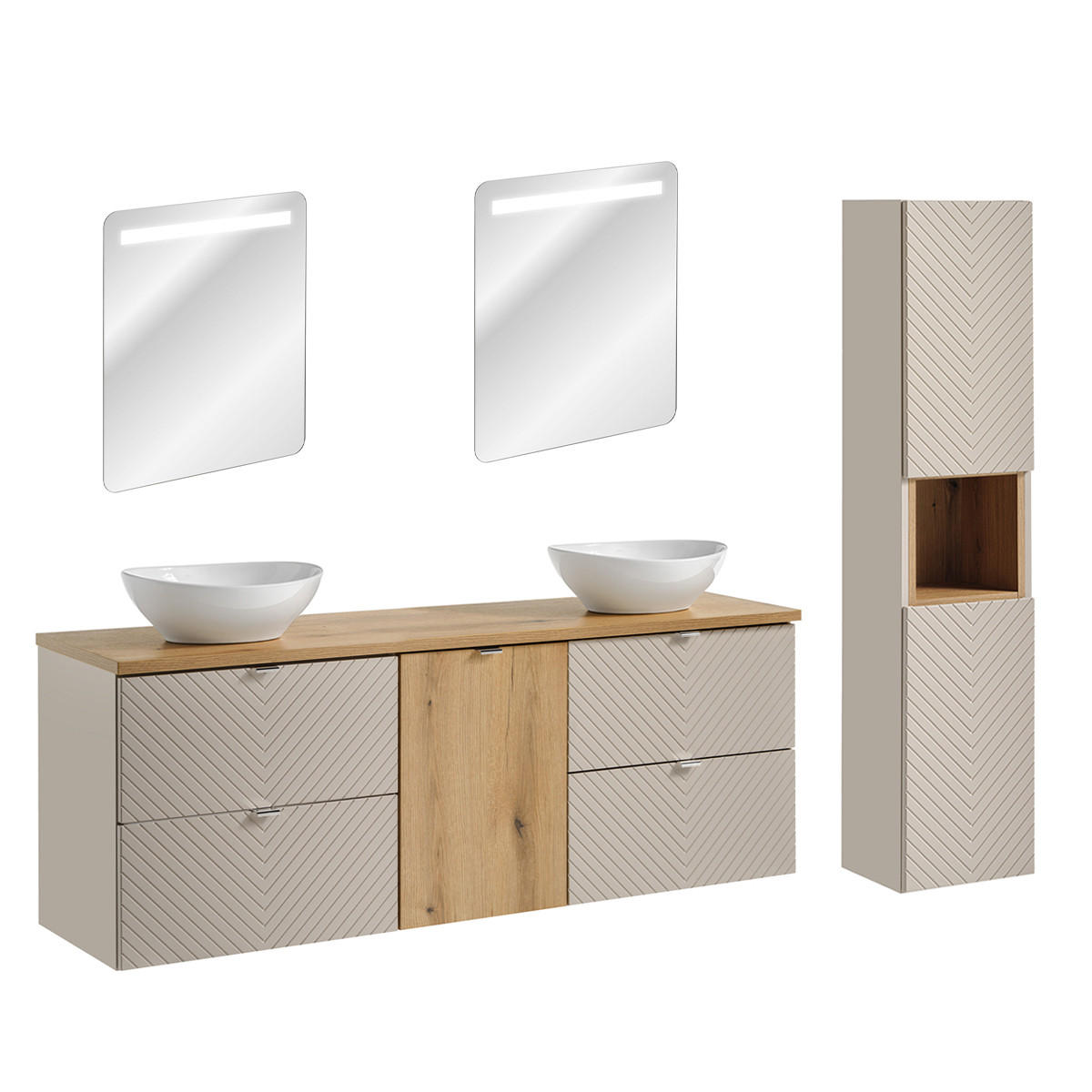 KOUPELNOVÝ NÁBYTEK 160.4cm Manoa 2er-Set Kašmír - béžová, kompozitní dřevo (160.4/59/40cm) - Petits-meubles