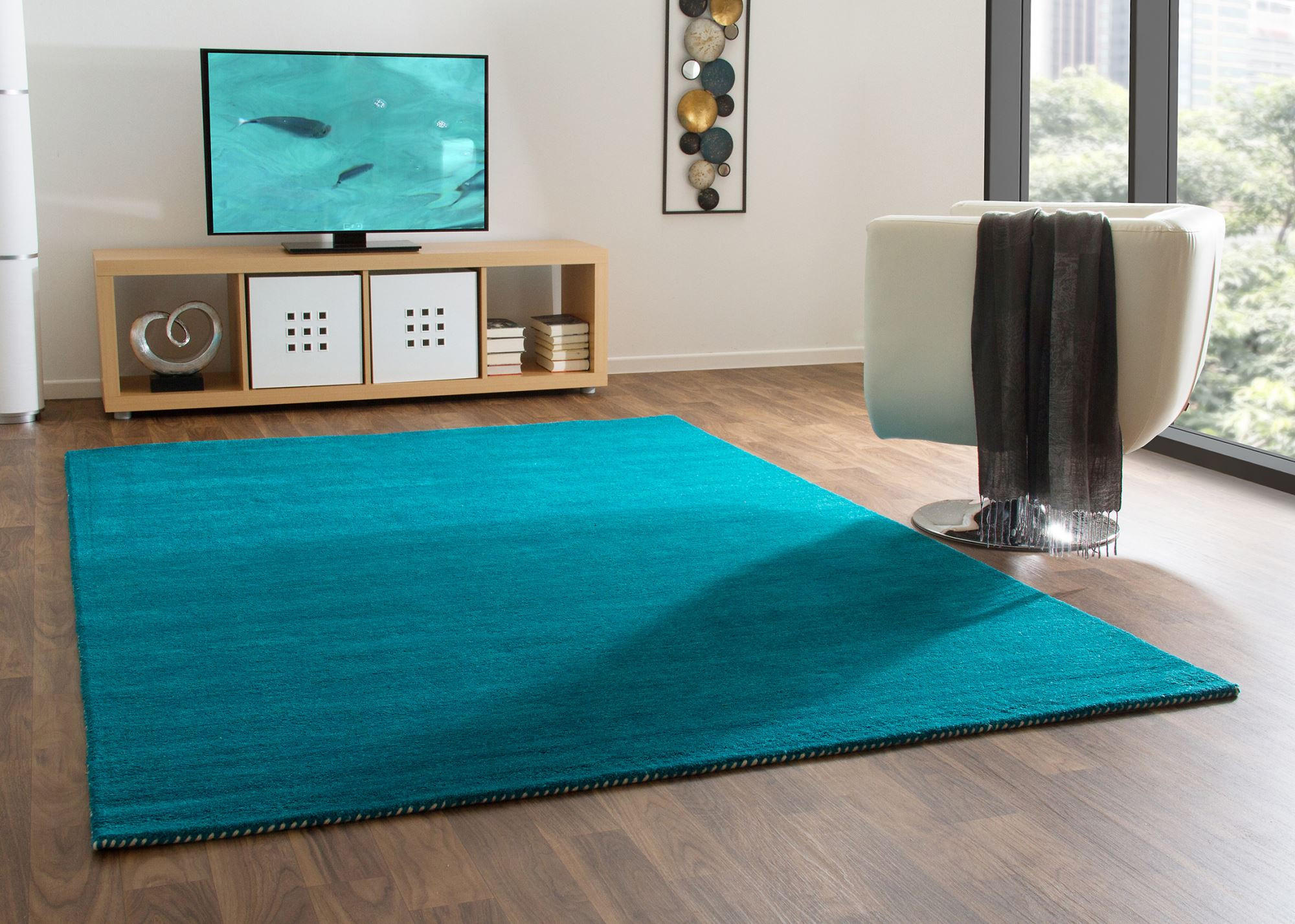 WOLLTEPPICH 240/290 cm Nomade - Türkis, Naturmaterialien (240/290cm) - Steffensmeier