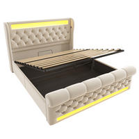 STAURAUMBETT 140/200 cm DE-00630, in Beige, LED-Beleuchtung - Beige, Metall (140/200cm) - ComfortXL