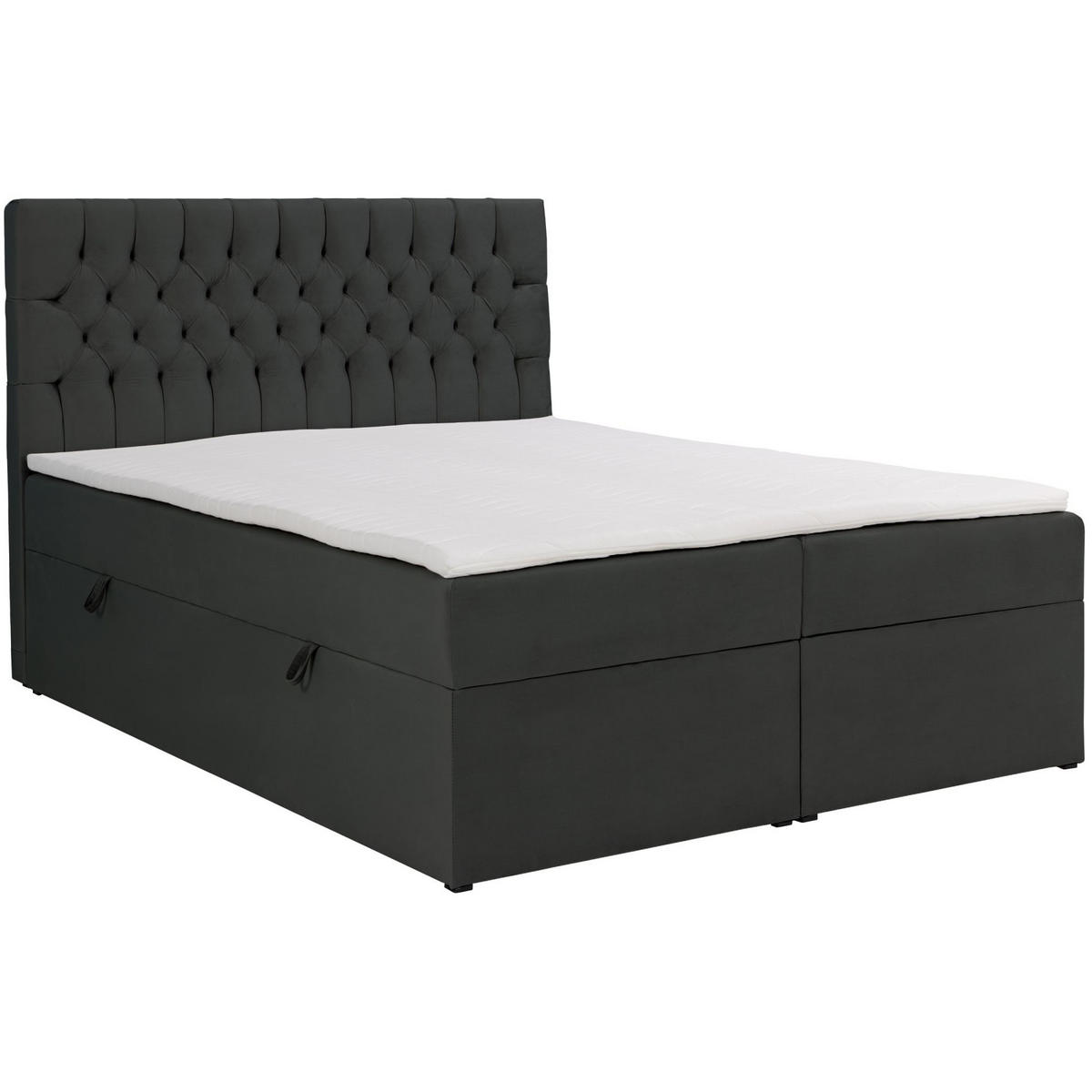 BOXBETT Daissy Dunkelgrau Samt 180x200 cm - Dunkelgrau, Textil (180/200cm) - Selsey