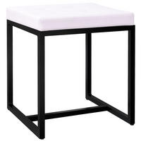 SITZWÜRFEL eckig 40/40/48 cm Lederlook weiß - Schwarz/Weiß, Textil/Metall (40/48/40cm) - CLP