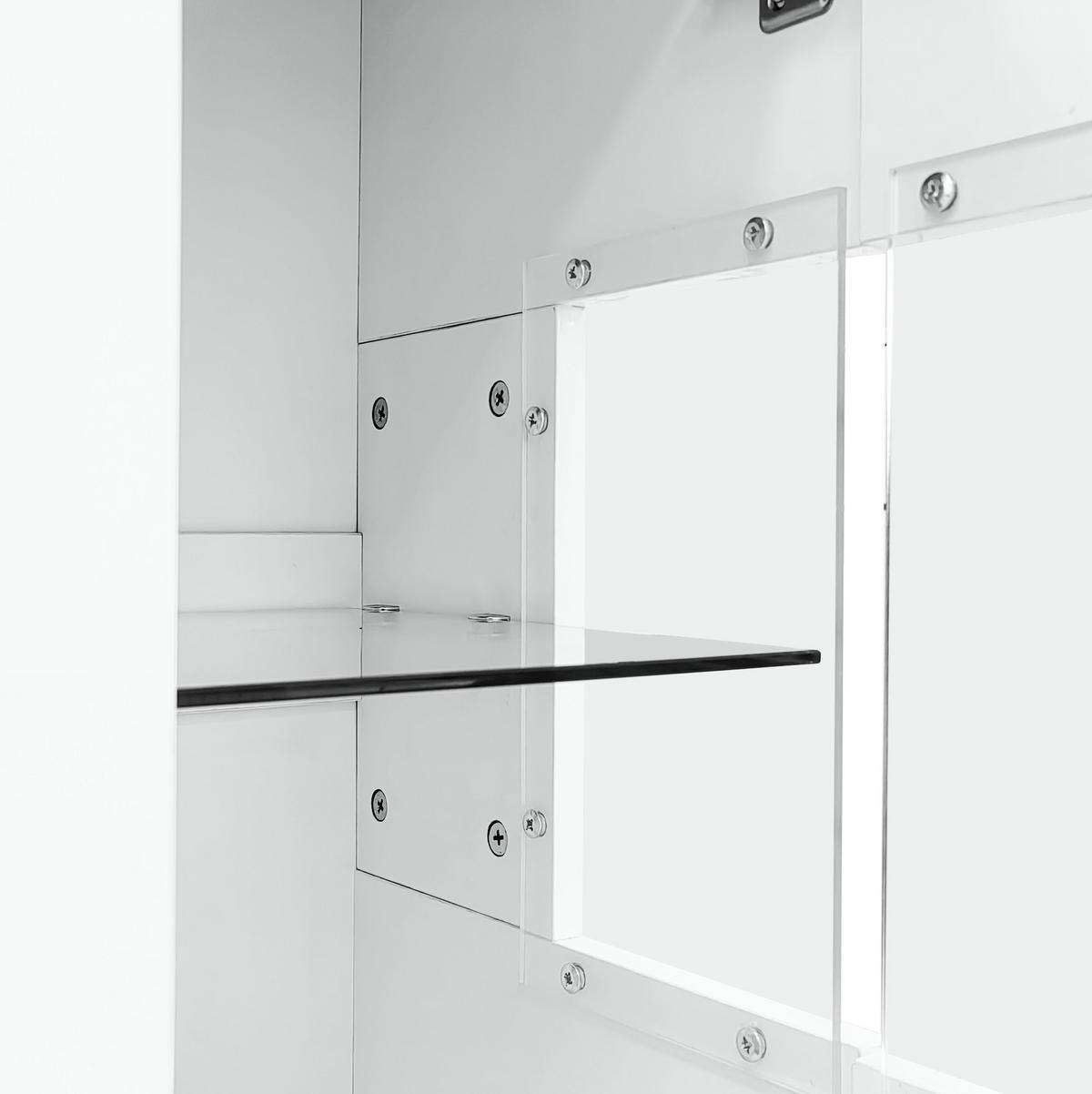 SIDEBOARD 140x35x75 cm Weiß mit grauer Marmoroptik, LED-Beleuchtung, 2 Türen und 3 Schubladen - Weiß, Holzwerkstoff (140/75/35cm) - IVMEU