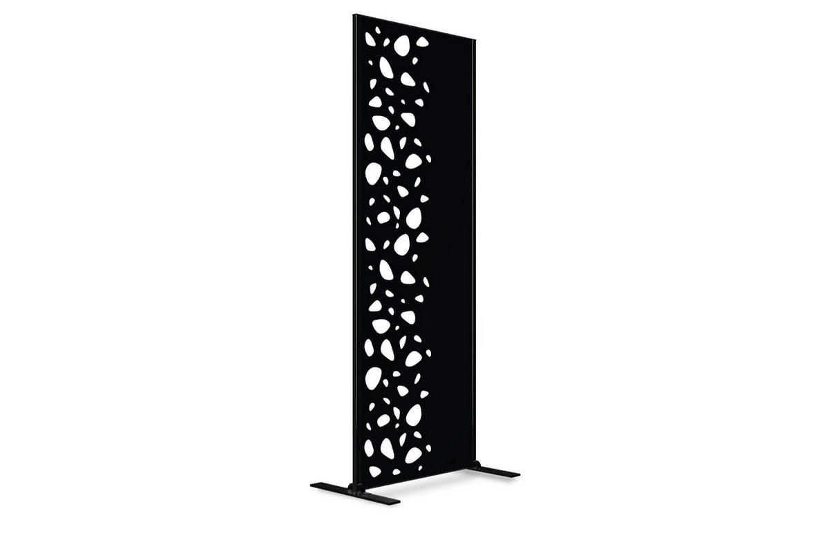 SICHTSCHUTZPANEELE dekorativ 3er-Set Sunny schwarz H.160cm, linke Seite mit Muster - Schwarz, Metall (60/160cm) - Casanoov