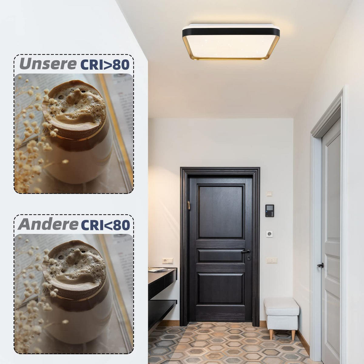 LED stropní světlo Zara 40/40/7 cm - černá, plast (40/40/7cm) - Nettlife