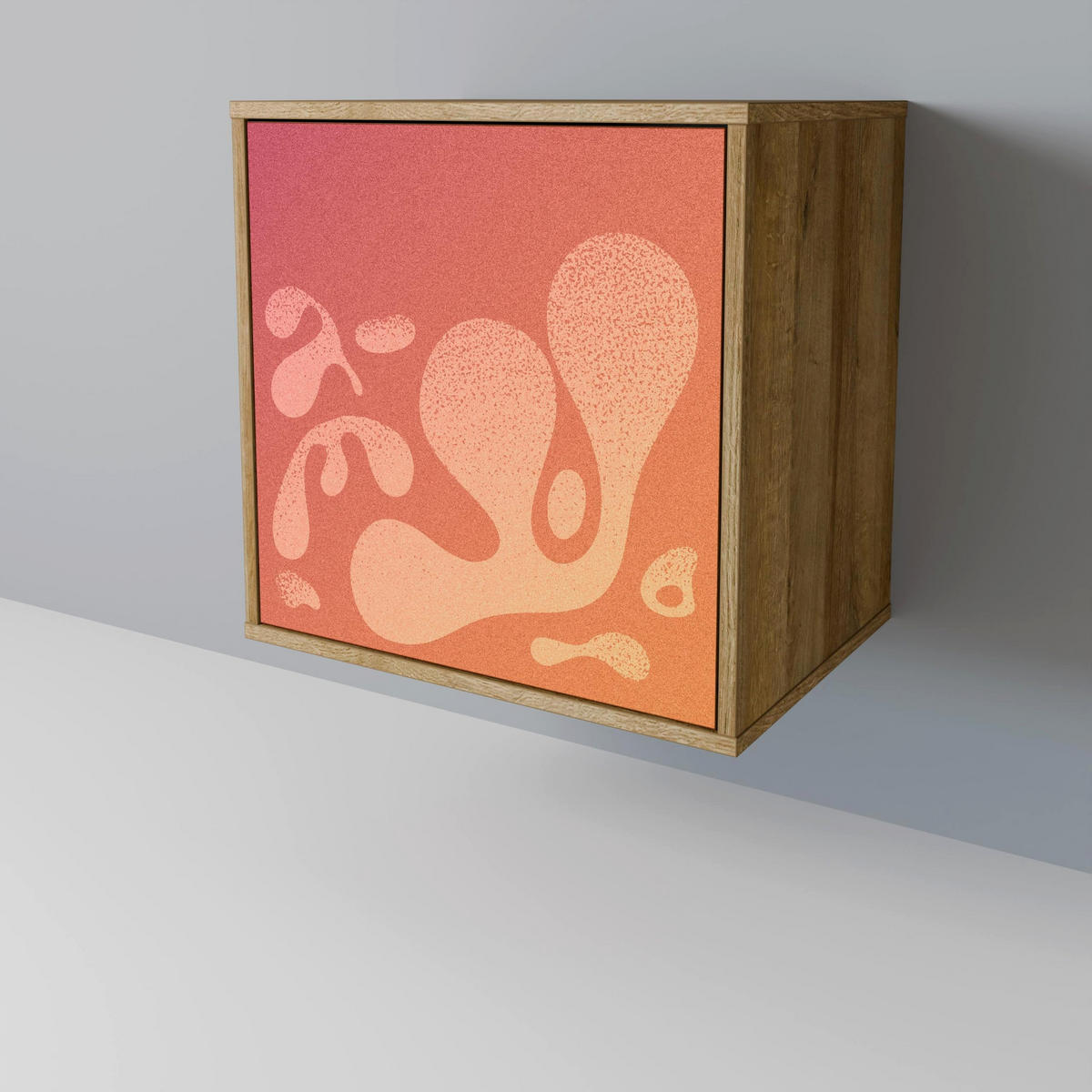 SIDEBOARD IRREGULAR PINK, Eichefarben, 57,5x42x77,5 cm, Schräge Buchenholzfüße - Eichefarben/Buchefarben, Holzwerkstoff/Buchenholz (57.5/77.5/42cm) - SpaceRebels