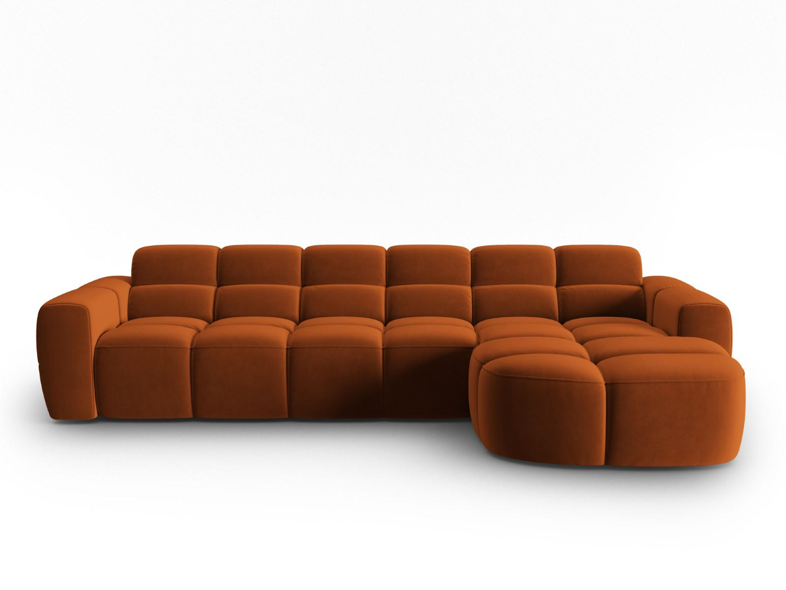 ECKSOFA rechts Lisa aus Samt terrakotta 4 Sitzplätze - Terracotta, Textil (170/310cm) - Micadoni