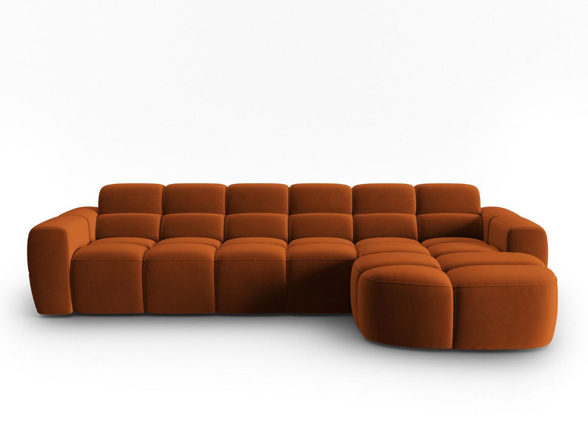 ECKSOFA rechts Lisa aus Samt terrakotta 4 Sitzplätze - Terracotta, Textil (170/310cm) - Micadoni
