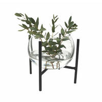 VASE Arzu aus Glas & Eisen in Schwarz 18/23 cm - Schwarz, Glas (23cm) - LaLe Living
