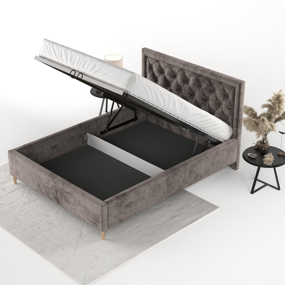 POLSTERBETT Lido 120/200 cm Braun im Lotta Stoff - Naturfarben/Braun, Holz/Holzwerkstoff (120/200cm) - AltaBeds