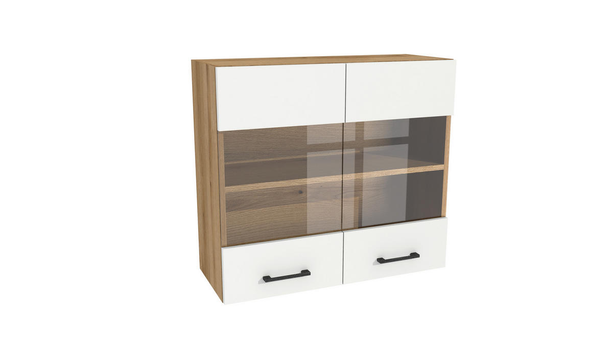 KÜCHENZEILE 260 cm mit Arbeitsplatte - SIMPLY Z20 - in Weiß Matt / Eiche - Eichefarben/Schwarz, Holz/Holzwerkstoff (260/212/53cm)