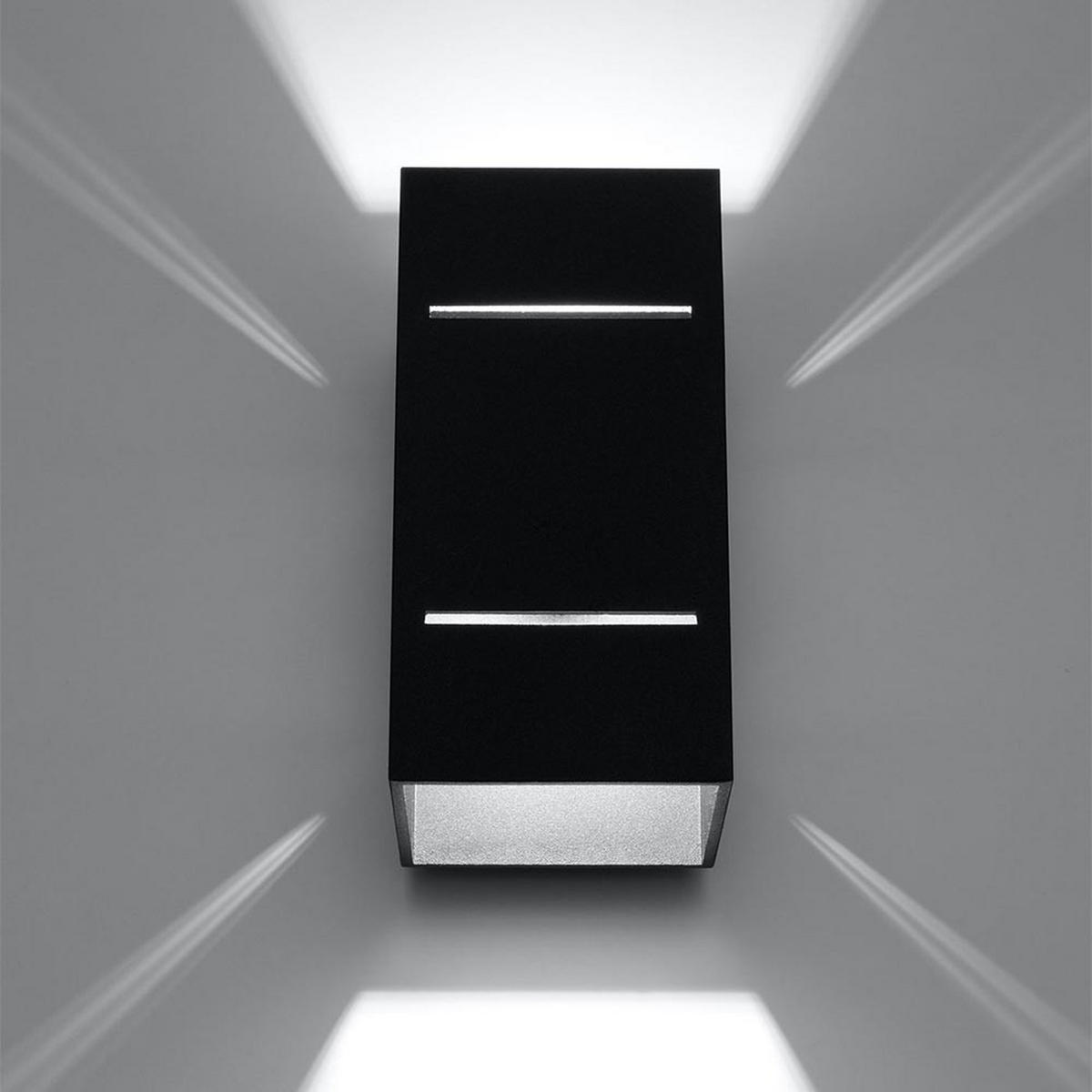 WANDELEUCHTE Aluminium Schwarz BLOCCO - Schwarz, Metall (10/20/12cm)