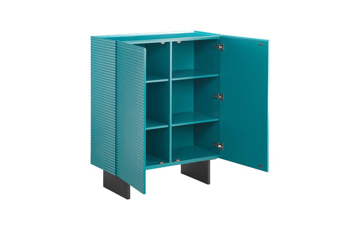 HIGHBOARD LYNN Blau Holz - Blau/Schwarz, Holzwerkstoff/Metall (100/120/40cm) - KAWOLA