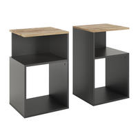 NACHTTISCH Elios Anthrazit/Goldkraft Eiche 2er Set - Honigeiche/Anthrazit, Holzwerkstoff (40/65.3/35cm) - Vicco
