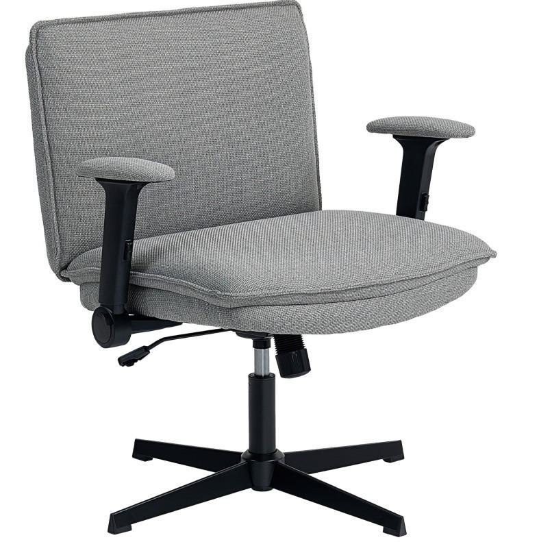 OKWISH KANCELÁŘSKÁ židle 76/70/85-97 cm šedá z polyesteru s výklopnými područkami