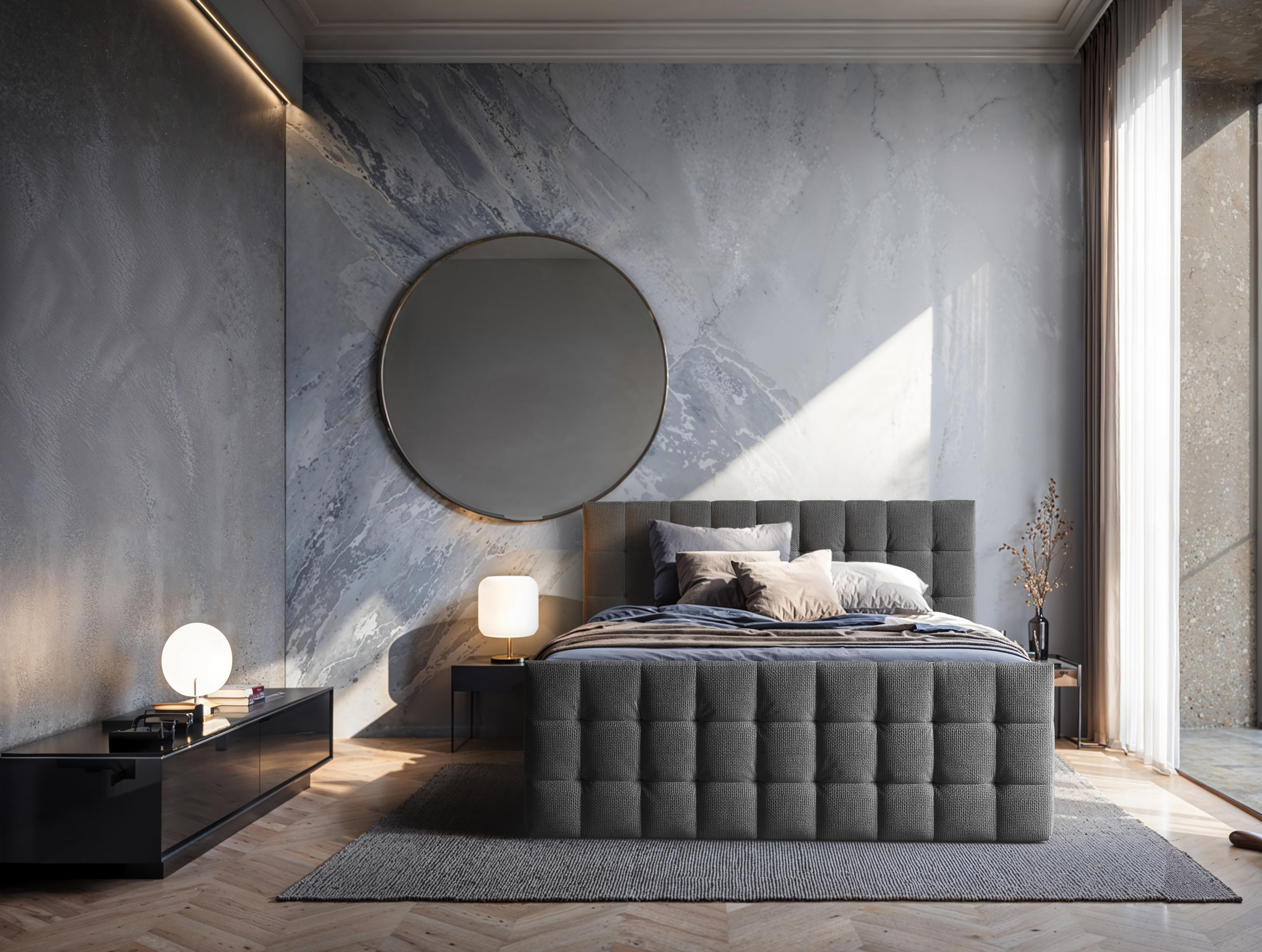 Thumbnail - Boxspringbett, Graphit, Textil, 180x200 cm, Schlafzimmer, Betten, Boxspringbetten