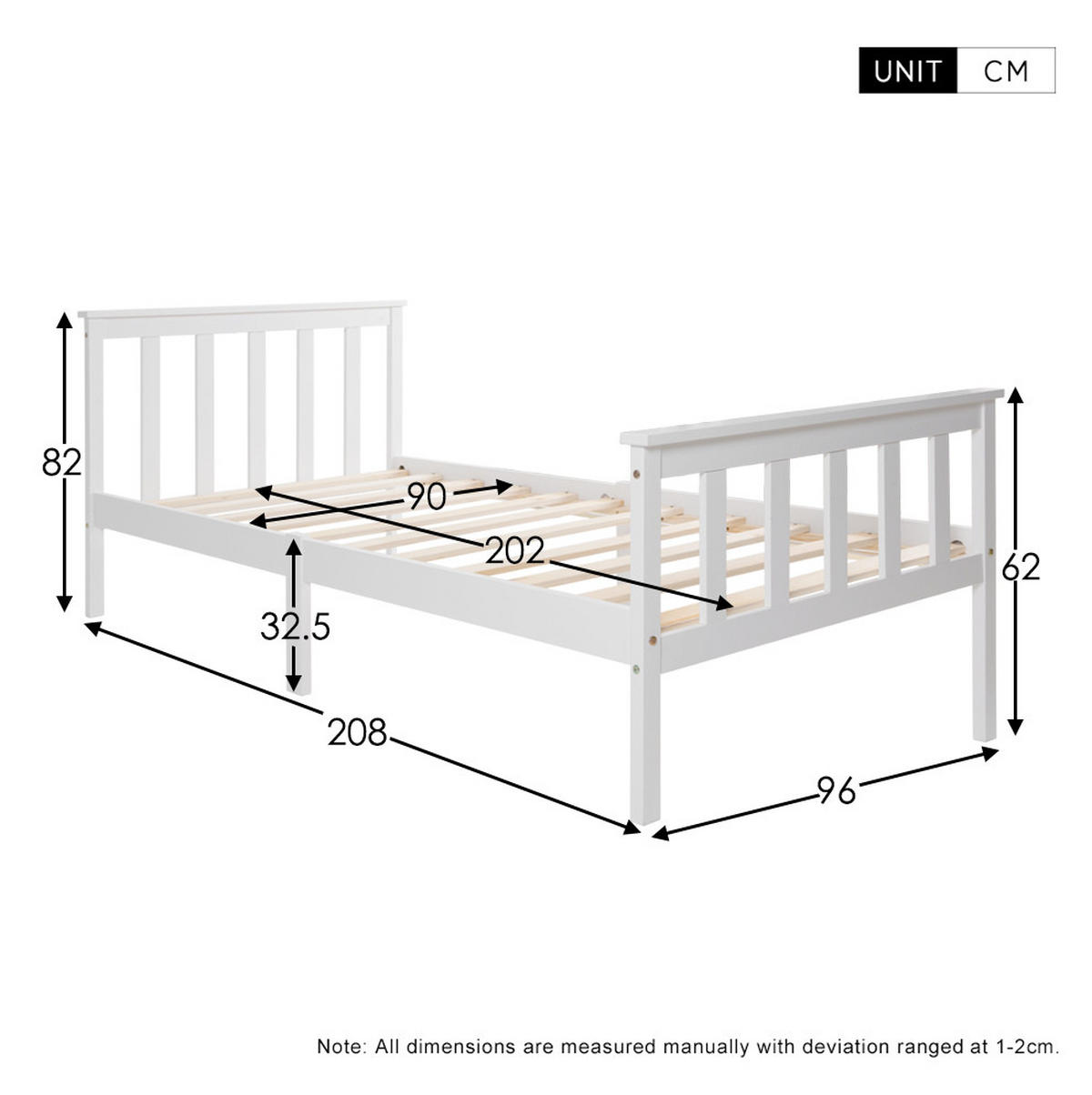 EINZELBETT 90/200 cm mit Lattenrost und MDF, platzsparendes Design, Weiß - Weiß, Holzwerkstoff (90/200cm) - Redom
