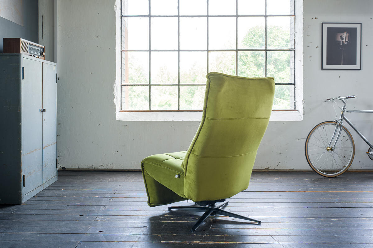 RELAXSESSEL MIKO Grün Velvet - Schwarz/Grün, Textil/Metall (75/115/94cm) - KAWOLA