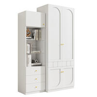 KLEIDERSCHRANK-SET aus MDF 80x50x200 cm & 50x40x180 cm Weiß mit Schubladen, Kleiderstange und Einlegeböden - Weiß, Holzwerkstoff (50/180/40cm) - Modfu