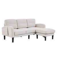 ECKSOFA 204/136/80 cm Beige mit Chaiselongue und Aufbewahrungstasche - Beige, Textil (204/136cm) - Oxeza