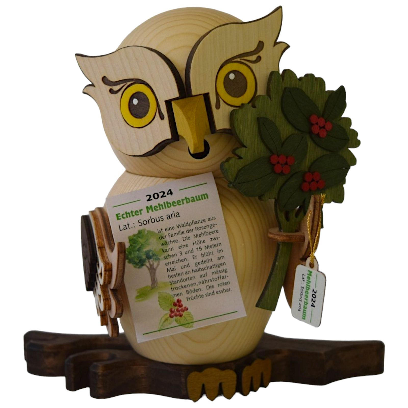 RAUCHFIGUR Eule Jahreseule 2024 Mehlbeere 15 cm - Multicolor, Holz (10/15/10cm)