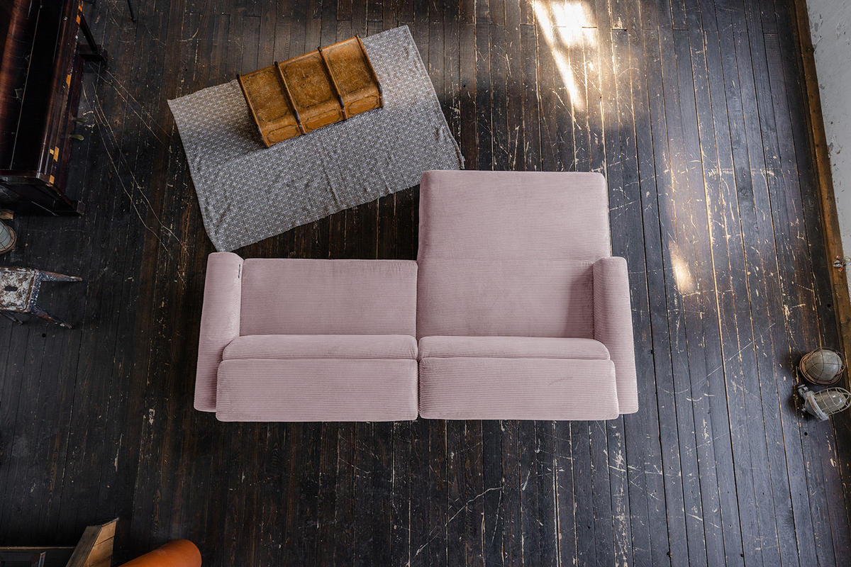 ECKSOFA LAISKA Pink Cord - Pink/Schwarz, Textil/Metall (282/177cm) - KAWOLA