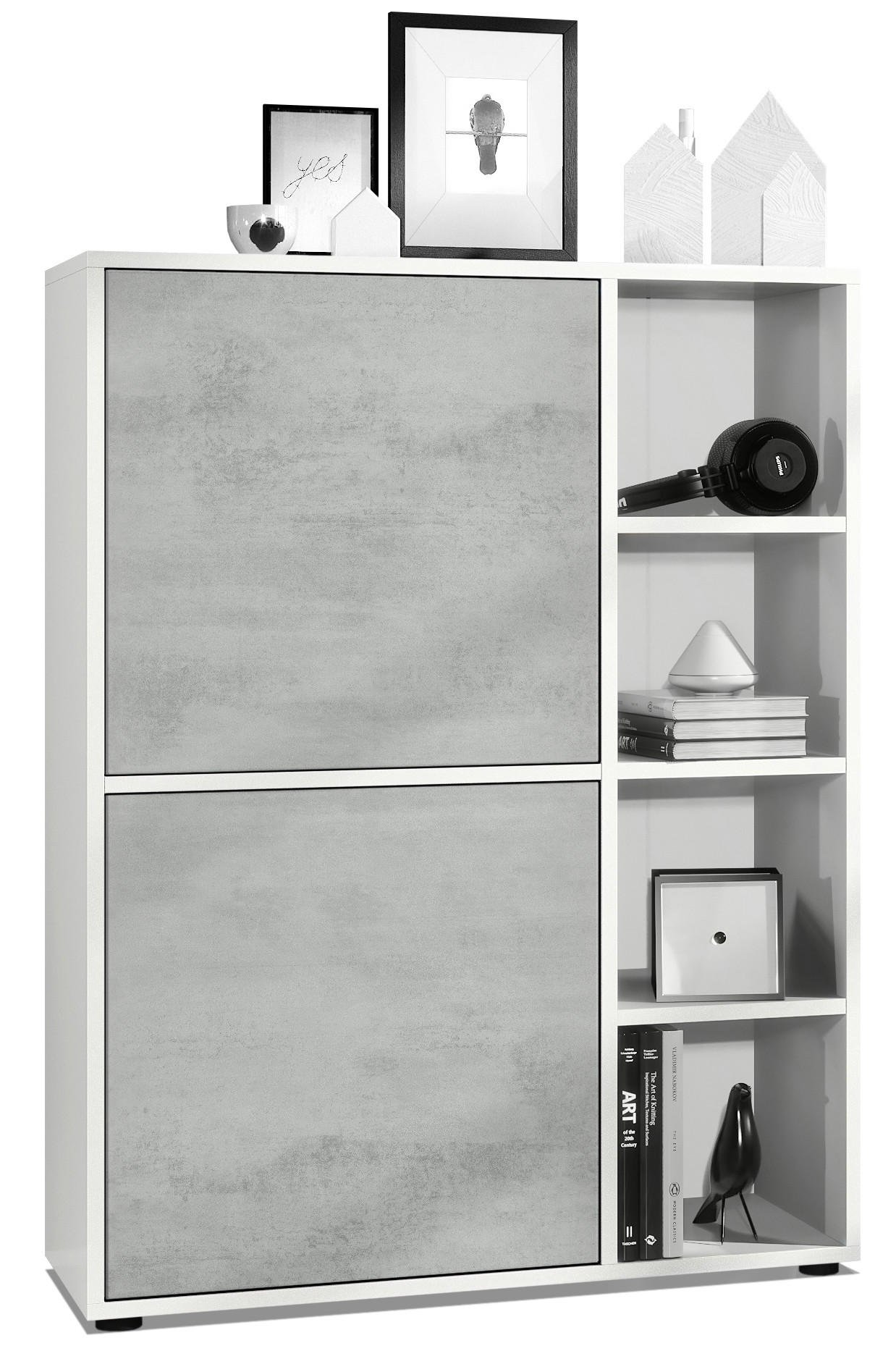HIGHBOARD Cuba Türen in Beton Oxid Optik - Hellgrau, Holzwerkstoff (79/105.5/35.5cm) - Vladon
