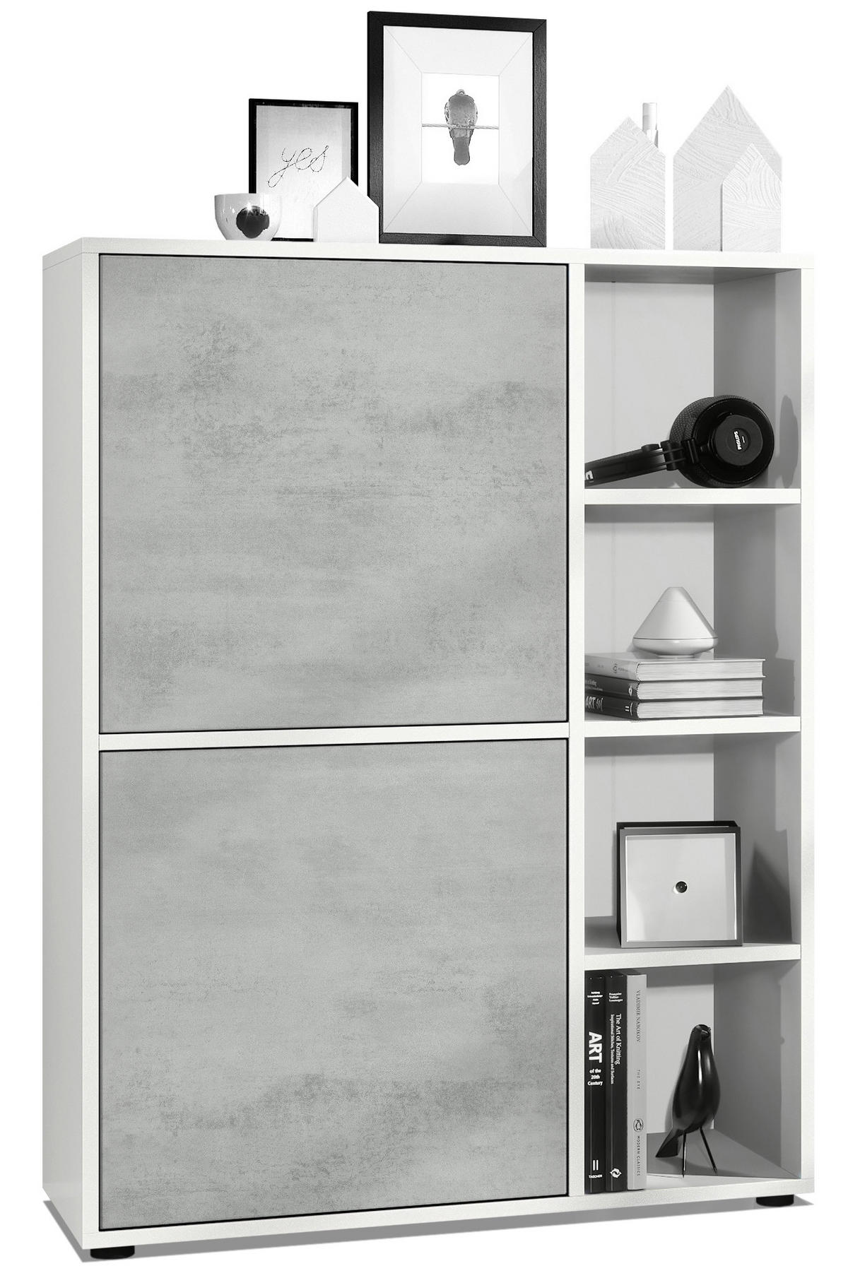HIGHBOARD Cuba Türen in Beton Oxid Optik - Hellgrau, Holzwerkstoff (79/105.5/35.5cm) - Vladon