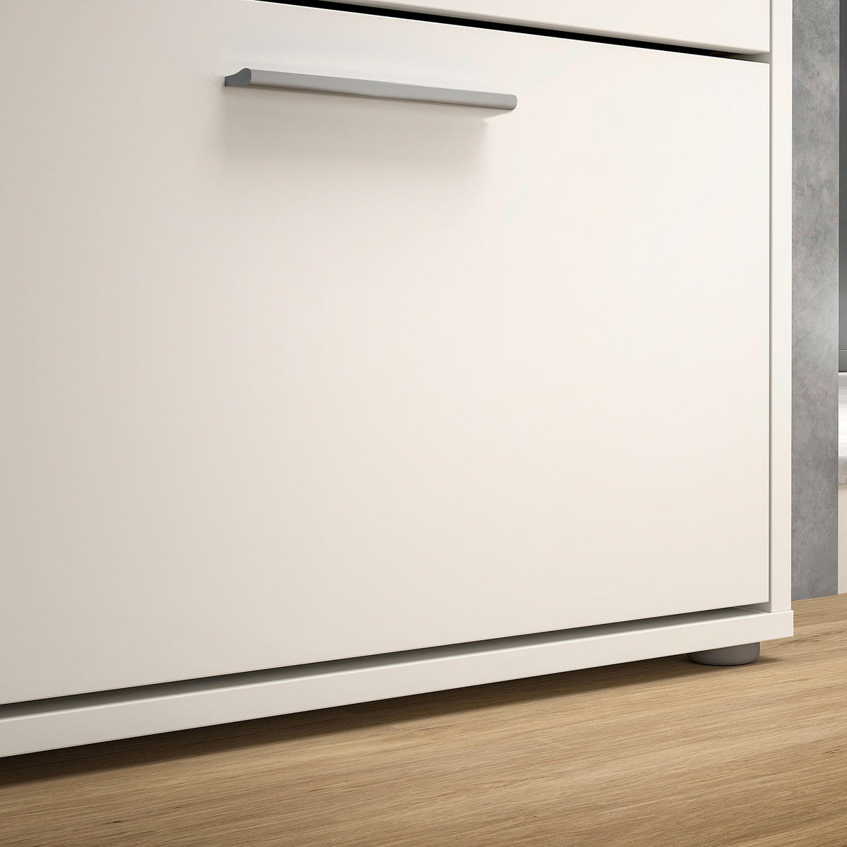 SCHUHKIPPER 116 cm - Weiß - Silberfarben/Weiß, Holzwerkstoff/Kunststoff (116/103/17cm) - home24