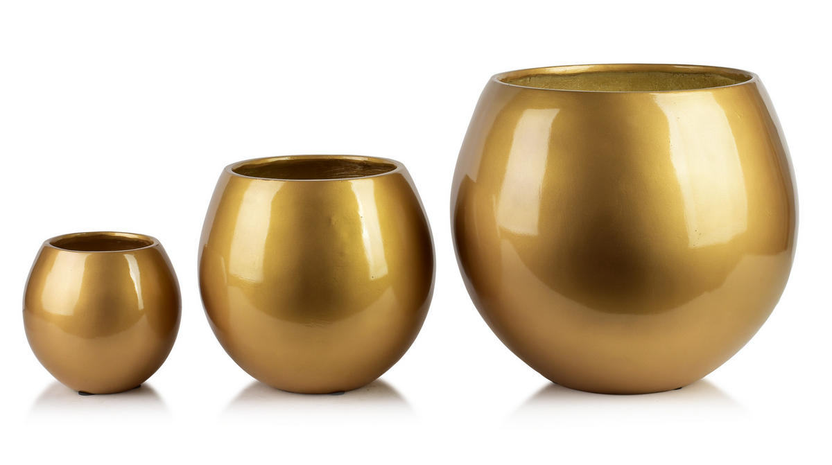 BLUMENTOPF Neva 3er Set Gold 42.5/42.5/39 cm Keramik - Goldfarben, Keramik (42.5/39/42.5cm) - Mondex