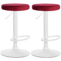 BARHOCKER 2er Set Samt rot - Rot, Textil/Metall (38.5/60/38.5cm) - CLP