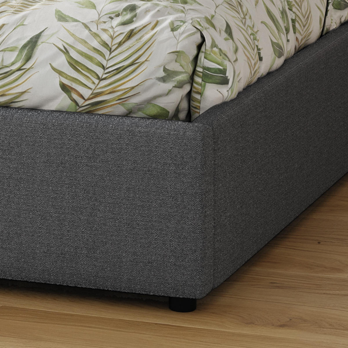 POLSTERBETT 160×200 mit Bettkasten und Lattenrost Mika 028-28 Grau Geflochten - Grau, Holz/Textil (160/200cm) - Jana