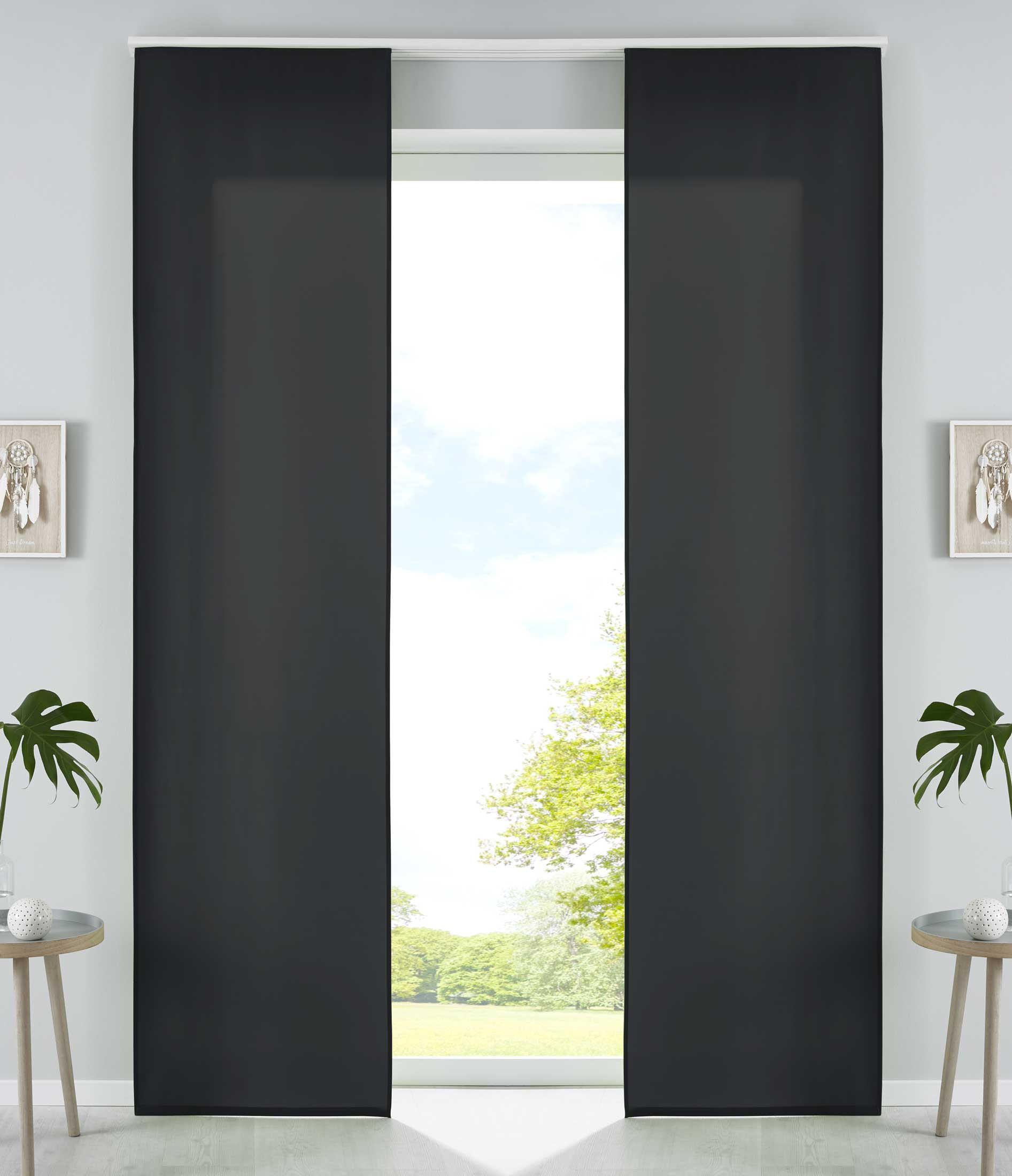 VORHANG 2ER SET HxB 245x60 cm Schwarz - Schwarz, Textil (60/245cm) - Gardinenbox