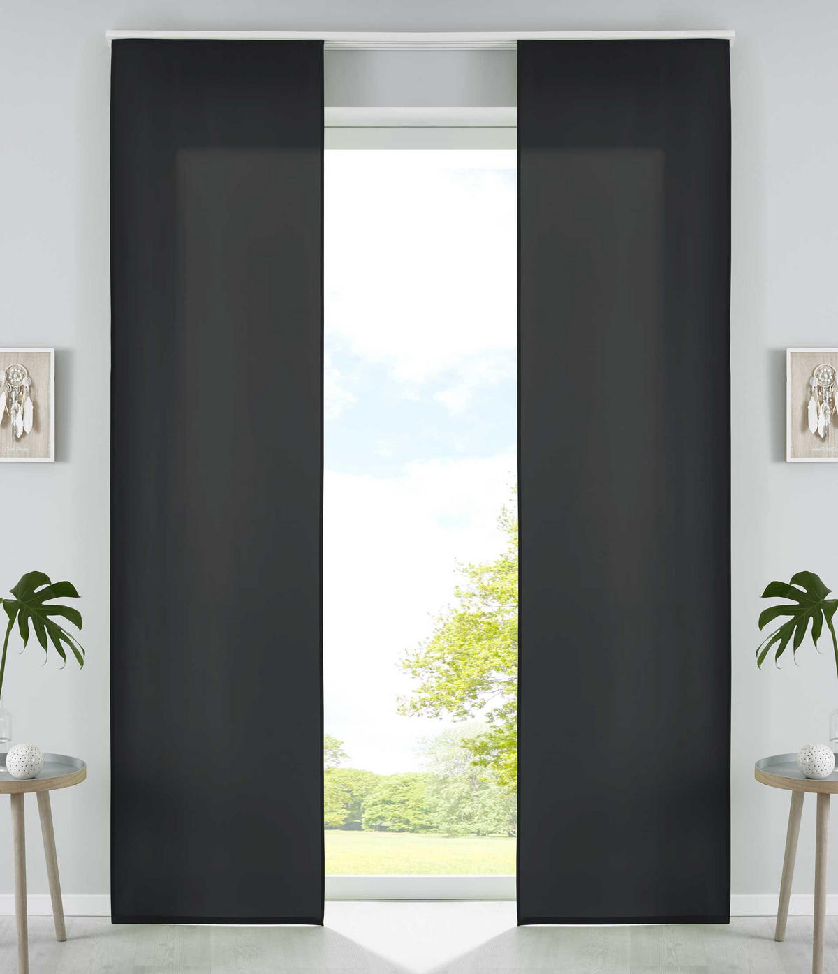 VORHANG 2ER SET HxB 245x60 cm Schwarz - Schwarz, Textil (60/245cm) - Gardinenbox