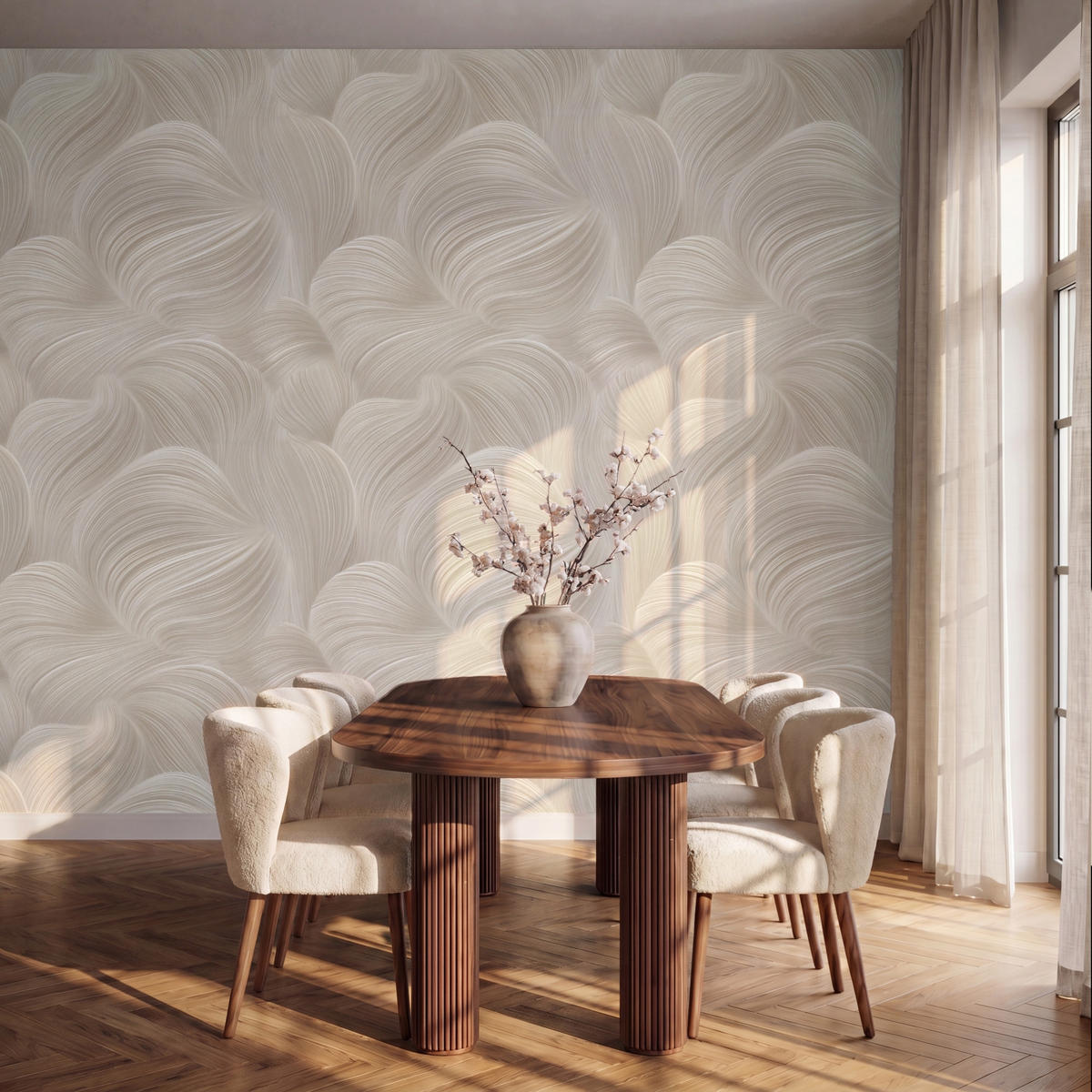 TAPETE - Lines - Ventilator - Beige - 350x280 cm - Creme, Papier (350/280cm) - OnlyWow