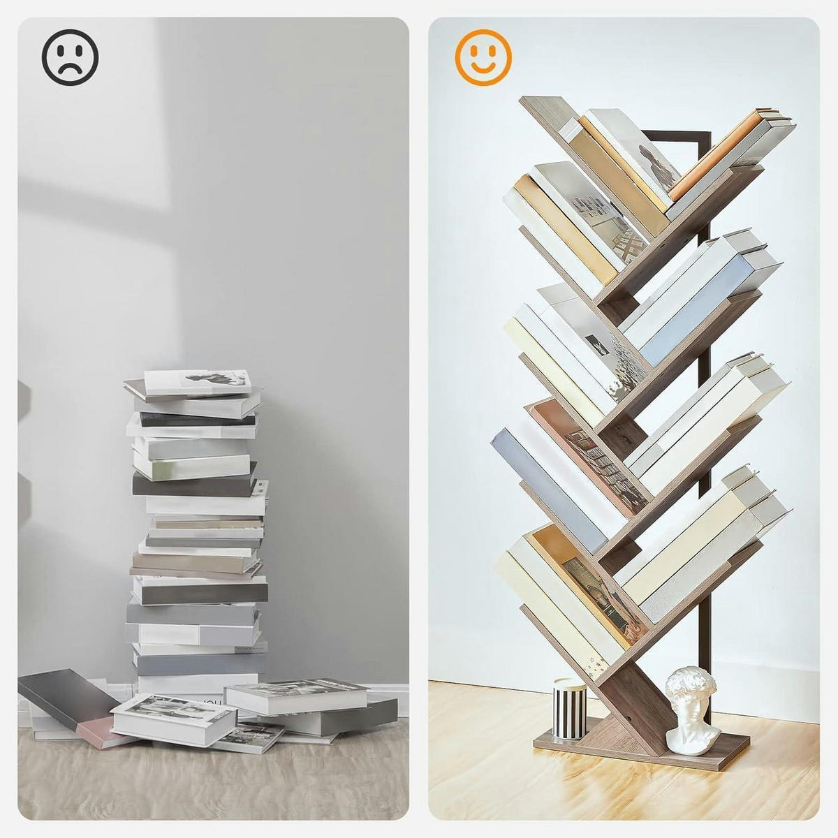 BÜCHERREGAL Baumform Greige 34 x 20 x 116 cm - Multicolor, Holzwerkstoff (34/116/20cm)