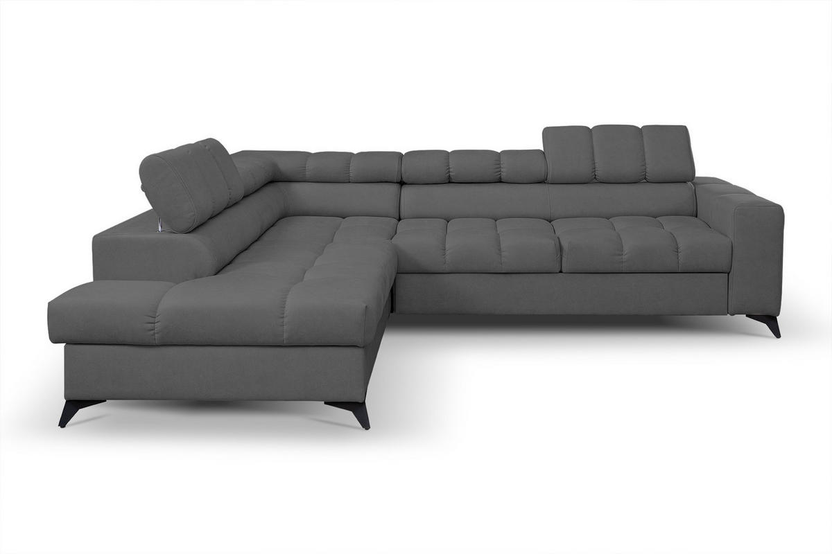 ECKSOFA Andrea L-Form mit verstellbaren Kopfstützen Schlaffunktion Bettkasten 267 cm links dunkelgrau - Dunkelgrau, Kunststoff (106/267cm) - Margaret Hadas24