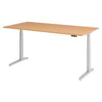 SCHREIBTISCH elektrisch XBHM 100/200/74 cm in Buchefarben/Silberfarben - Buchefarben/Silberfarben, Holzwerkstoff (100/200/74cm) - bümö