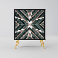 SIDEBOARD DIMENSION DELIGHTS, Schwarz, 57,5x42x75,5 cm, Goldfarbene Metallfüße - Goldfarben/Multicolor, Holzwerkstoff/Metall (57.5/75.5/42cm) - SpaceRebels