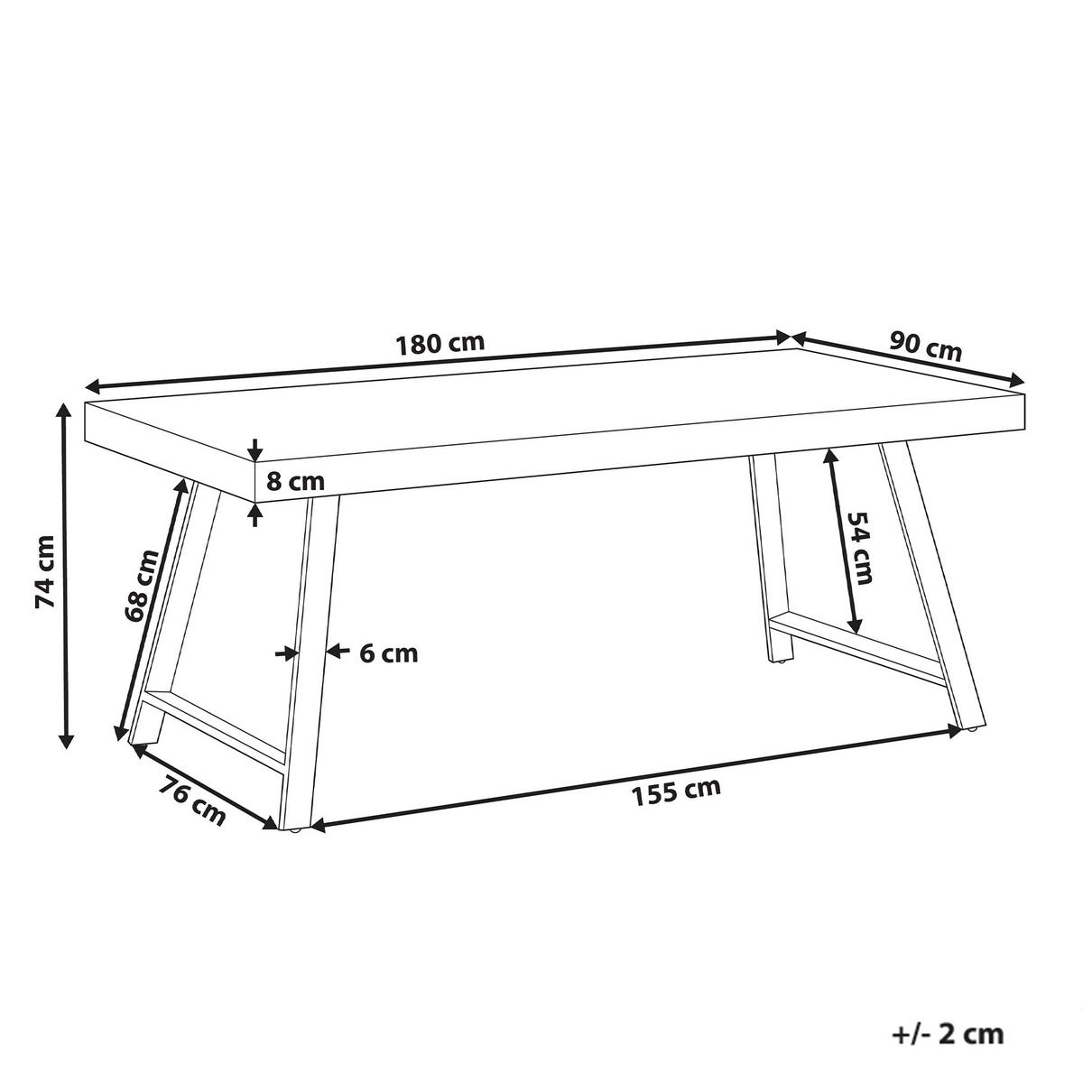 ESSTISCH 180/90 Dunkler Holzfarbton/Schwarz Warton - Dunkelbraun/Schwarz, Holz (180/90/74cm) - Beliani